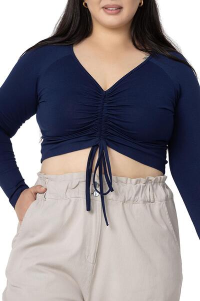 DISENTIS MODEST Μακρυμάνικη μπλούζα από Viscose Navy Blue