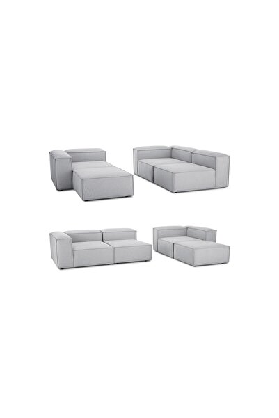ERİZA Relax Soft Standart 4 Modül Köşe Takımı (gri) Keten Kumaş