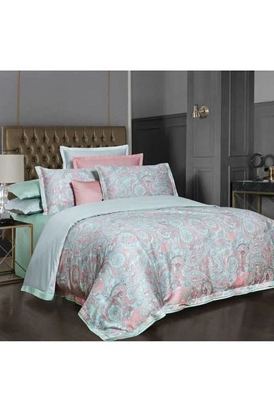 Sarev Volga Cotton Satin Double Duvet Cover Set Green