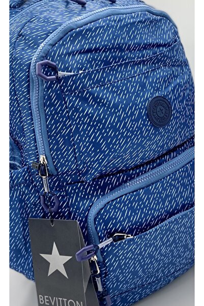Bevitton Water Repellent Fabric School Bag Unisex School Backpack 20257 Blue-Drop