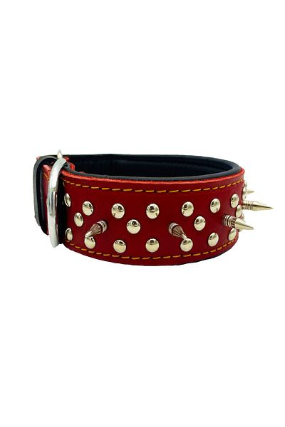 Tasma Market Red Soft Textured Leather Gladiator Dog Collar