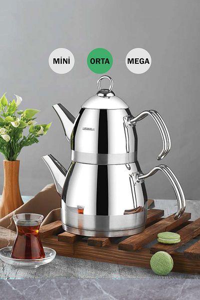 Kahramanlar Medium Size Teapot Set Platinum