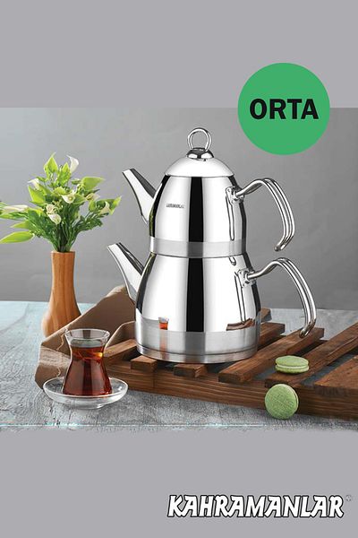 Kahramanlar Medium Size Teapot Set Platinum