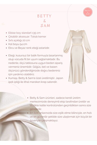 BETTY & SAM Heleny Özel Tasarım Ekru Nişan Elbisesi
