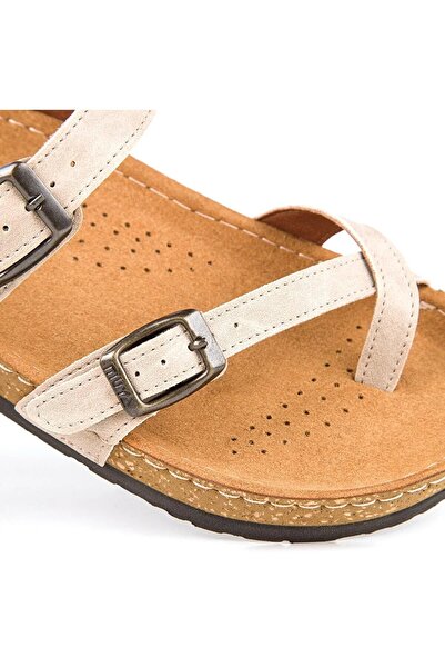 Muya Γυναικείες κρεμ καθημερινές παντόφλες Camilia 31101