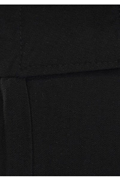 Laluvia Black Waist Detailed Wide Leg Trousers