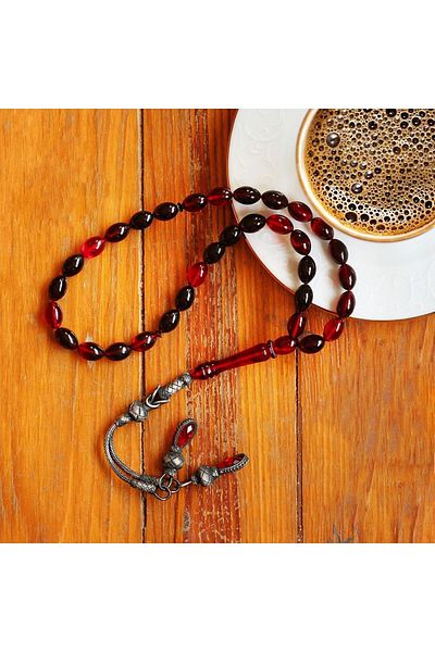TESBİHCİBABA Night red Kazaz Whips Fire Amber Prayer Beads