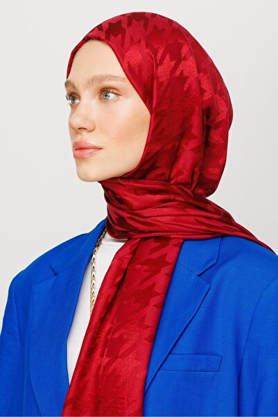 Mooncorn Shiny Jacquard Patterned Cherry Rotten Houndstooth Shawl