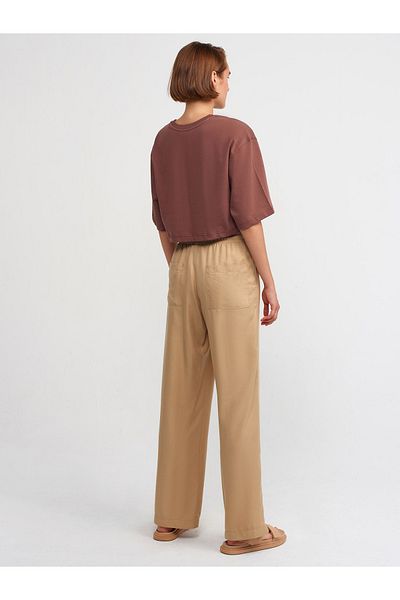 Dilvin 71150 Pajama Style Trousers-Camel