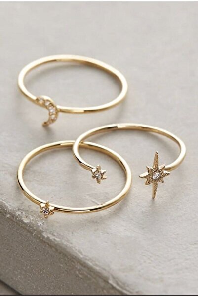 Sahira Jewelry Üçlü Eklem 14k Rose Alltın Kaplama Yüzük Seti
