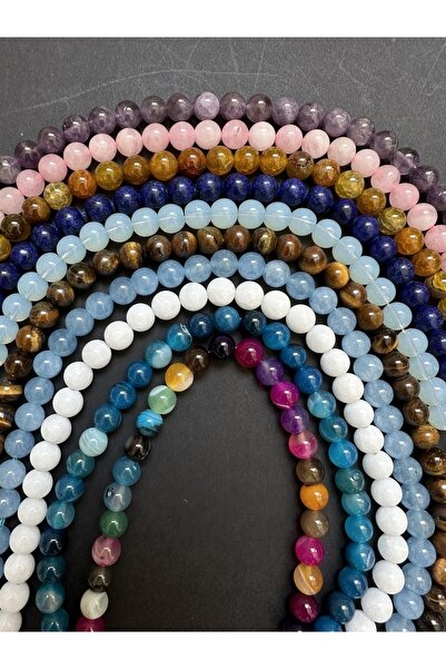 LİVZA BİJUTERİ Dev Çakra Seti Doğal Taş Dizisi 8mm Doğaltaş Takı Yapımı 10 Dizi