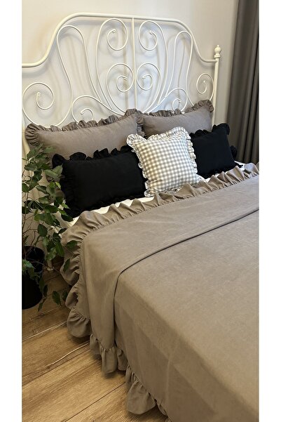 Decamor home Frilly Gray Bedspread Set Double