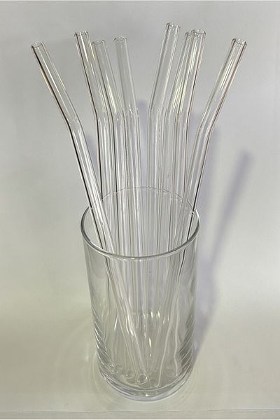 CAMBURADA CAMGEN Glass Straw 8*200 Mm Curved Transparent (100 PCS)