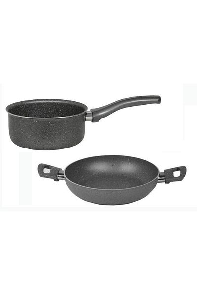 Mehtap 24 CM Granite Egg Sahan and 16 CM Cacheterola Sauce Pan