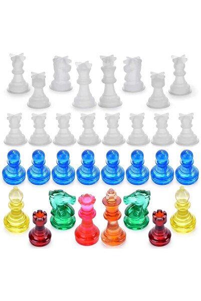 Getshop Alışveriş Pazarı Epoksi 3d Satranç Silikon Kalıbı 16'lı Seti
