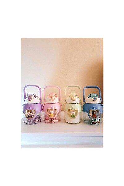 Çılgıntrend İki Fonksiyonlu Sevimli Karakter Tasarımlı Çocuk Su Matarası \ Okul Suluğu \ Yolculuk Matarası