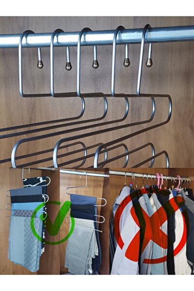 Enludo 5 Katlı Metalik Dolap içi Askılık Pantolon Askılığı Eşarp Askılığı Dolap İçi Toparlayıcı