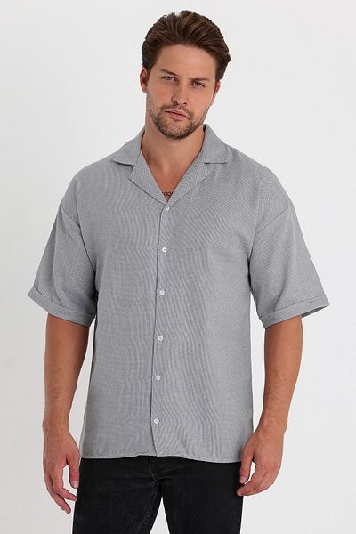 MİRMARONİ New Season Men's Oversize Cotton Summer Short Sleeve Shirt