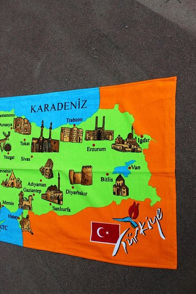 Romans Beach Towel 75x150 Türkiye Map Patterned