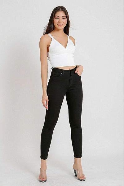BROSERER Women's Black Skinny Jeans Denim Non-fading Comfortable Trousers