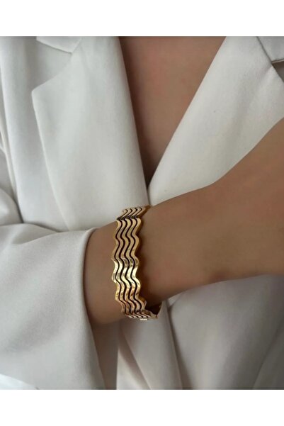 mavidenizaccesories Steel Cuff Bracelet Zigzag Bracelet Steel Women's Bracelet