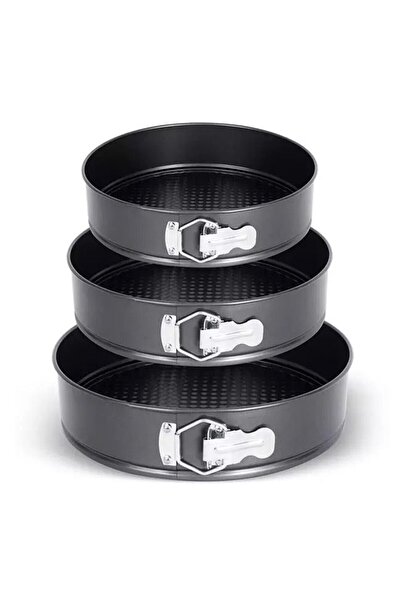 Genel Markalar Gümüş Kelepçeli Siyah Metal Kek Kalıbı 3' Lü Set