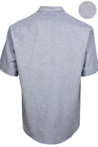 Varetta Men's Dark Gray Short Sleeve Large Size Cotton Satin Shirt