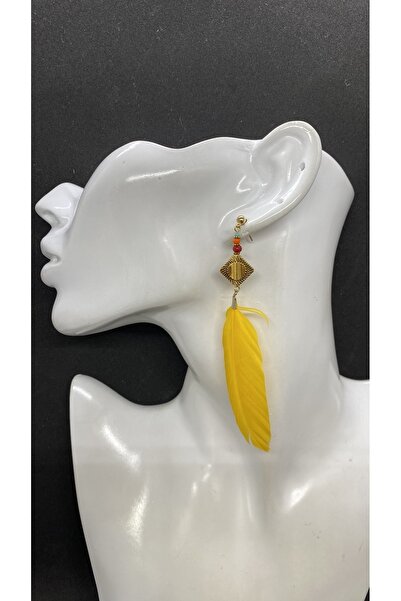 Porsuk Alternatif أقراط ريشة نسائية مصنوعة يدوياً من النحاس