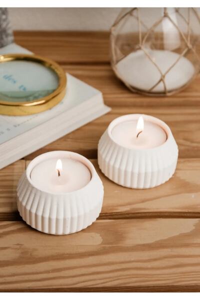 stone powder decorative 2 li Tealight mumluk