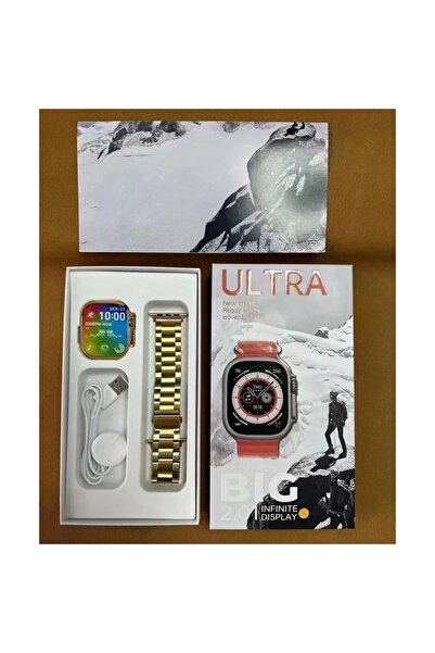 atsteknoloji Watch 8 Ultra Gold Series H9 Ultra 49mm Full Ekran 2023 Altın Re...