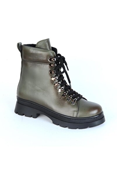 Bulldozer 240804-Z Green Fur Leather Women's Flat Boots