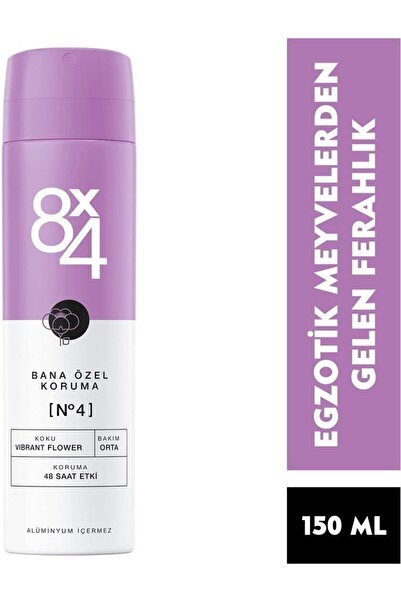 8x4 Deodorant Sprey No.4 Vibrant Flower Women 150 ml Bana Özel Koruma
