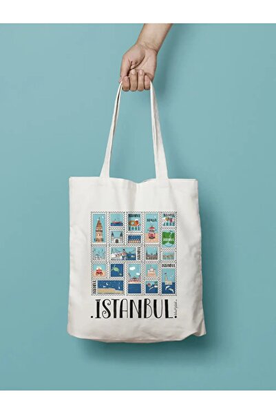 Bikutumutluluk İSTANBUL' A MEKTUPLAR SOUVENİR İSTANBUL HEDİYE BEZ ÇANTA
