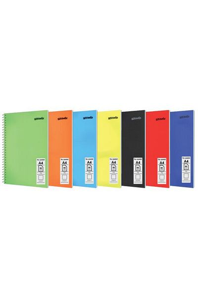 Mynote Flex Spiral PP Cover A4- 72 Sheets Unlined Notebook Neon Colors 4 Pieces