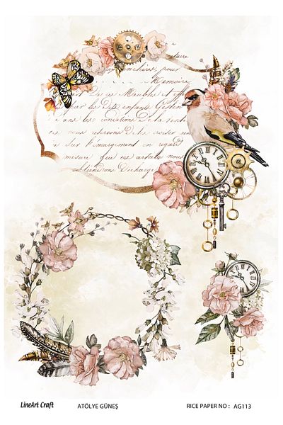 LİNEART LineArt Brass Decopage Paper LA-AG113