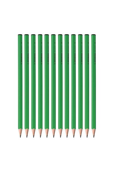 Stabilo Trio Neon Green Triangle Black Pencil 2b 12 Pieces