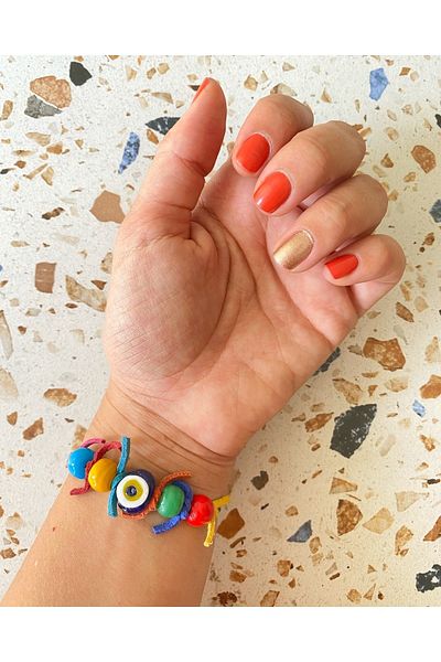 TAKI BY EKİN GLASS BEADED, SUEDE PIECE LEATHER BRACELET