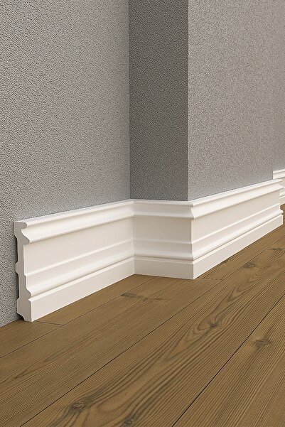 Dekoros 15 cm Beyaz Polimer Lake Süpürgelik DSK-15017 Suya ve Neme Dayanıklı 1 Adet Sipariş 240 cm'dir