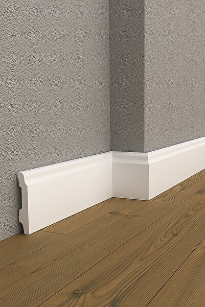 Dekoros 10 cm Beyaz Polimer Lake Süpürgelik DSK-11515 Suya Rutubete Dayanıklı...