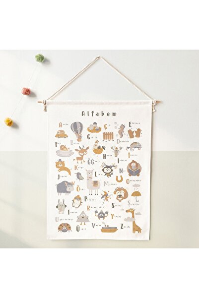 Jüppo Türkçe Alfabe Duvar Örtüsü, Organik Pamuk Kumaş
