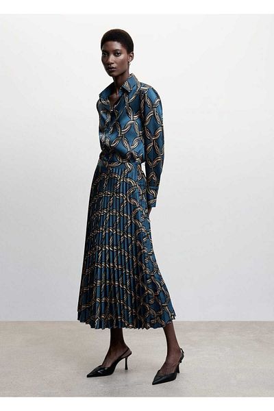MANGO Woman Fustă plisată cu model geometric
