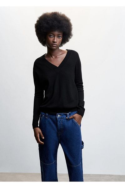 MANGO Woman 100% Wool V-Neck Sweater