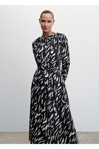 MANGO Woman Wzorzysta sukienka midi
