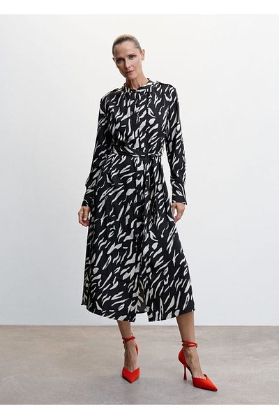 MANGO Woman Wzorzysta sukienka midi