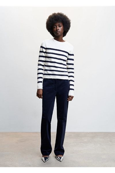 MANGO Woman Round Neck Striped Sweater