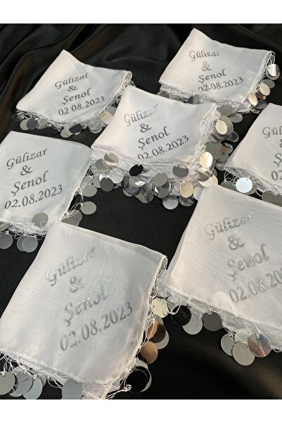 TAN EVENT 5 Adet Isimli Baskılı Halay Mendili,isimli Halay Mendili,kına ,sünn...
