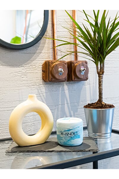 Papaya Kokulu Beton Saksılı Dekoratif Soya Mum