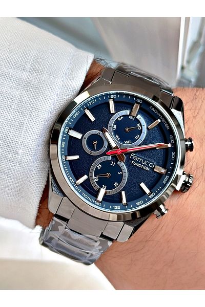 Ferrucci Smoked Color Steel Strap Stylish Design Functions Active Men's Wristwatch + BRACELET WITH GIFT