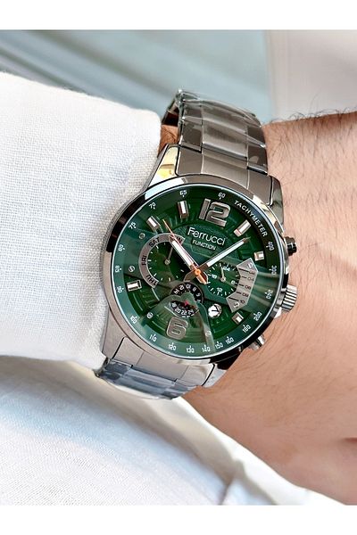 Ferrucci Smoked Color Sport Model Steel Strap Functional Original Men's Wristwatch + BRACELET WITH GIFT
