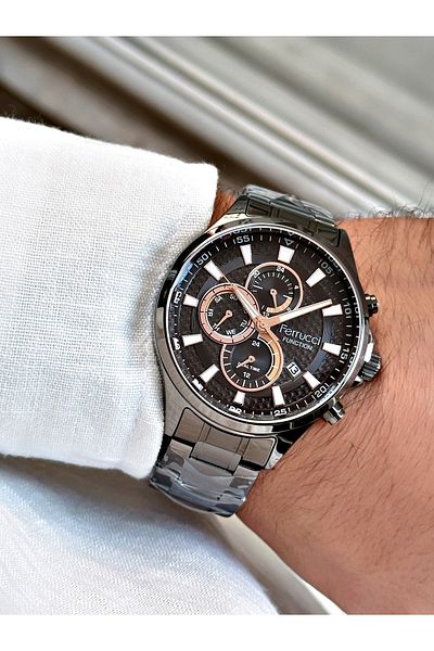 Ferrucci Smoke Color Sport Steel Strap Original Men's Wristwatch + BRACELET WITH GIFT